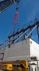 Buoys positioned on the grommets for Costa Concordia